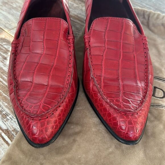 Tod’s Alligator Crocodile Pointed Toe Drivers Loafers Shoes with storage bag - Picture 2 of 12